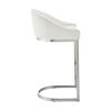 Lina 24 Inch Counter Stool Chair, Metal Cantilever Base, White Faux Leather