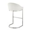 Lina 24 Inch Counter Stool Chair, Metal Cantilever Base, White Faux Leather