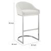 Lina 24 Inch Counter Stool Chair, Metal Cantilever Base, White Faux Leather
