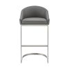 Lina 28 Inch Bar Stool Chair, Metal Cantilever Base, Gray Faux Leather