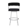 Ava 26 Inch Swivel Counter Stool Chair, Open Back Steel, Black Faux Leather