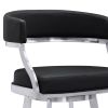 Ava 26 Inch Swivel Counter Stool Chair, Open Back Steel, Black Faux Leather