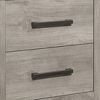 Deena 25 Inch Classic 2 Drawer Nightstand, Metal Handles, Wood Grain Gray