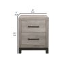 Deena 25 Inch Classic 2 Drawer Nightstand, Metal Handles, Wood Grain Gray