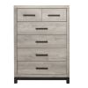 Deena 49 Inch 6 Drawer Tall Dresser Chest with Metal Handles, Light Gray