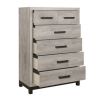 Deena 49 Inch 6 Drawer Tall Dresser Chest with Metal Handles, Light Gray