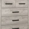 Deena 49 Inch 6 Drawer Tall Dresser Chest with Metal Handles, Light Gray