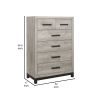 Deena 49 Inch 6 Drawer Tall Dresser Chest with Metal Handles, Light Gray