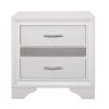 Ani 26 Inch Modern 2 Drawer Nightstand, Hidden Jewelry Drawer, White Frame