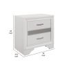 Ani 26 Inch Modern 2 Drawer Nightstand, Hidden Jewelry Drawer, White Frame