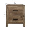 Zane 28 inch Transitional Nightstand, 2 Drawers, Weathered Pine Veneer