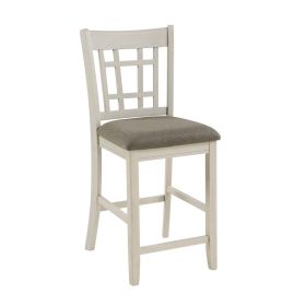 Glee 26 Inch Counter Height Chair, Set of 2, Antique White and Brown Finish