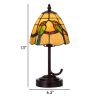 Eli 13 Inch Accent Lamp, Painted Avian Pair Tiffany Style Shade, Multicolor
