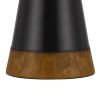 30 Inch 3 Way Table Lamp, Beige Mica Shade, Rubberwood and Black Metal Body