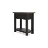 24 Inch Side End Table, Black Wood Base, Power Socket and USB Chargers