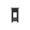 24 Inch Side End Table, Black Wood Base, Power Socket and USB Chargers