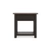 24 Inch Side End Table, Black Wood Base, Power Socket and USB Chargers