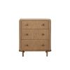 Hiz 29 Inch 3 Drawer Nightstand with Dual USB Ports, Brass Legs, Brown