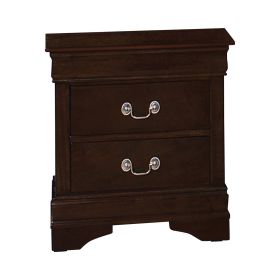 Nim 24 Inch 2 Drawer Nightstand, Classic Bail Handles, Cappuccino Brown