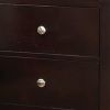 Con 26 Inch Modern 2 Drawer Nightstand, Silver Knobs, Cappuccino Brown