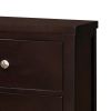 Con 26 Inch Modern 2 Drawer Nightstand, Silver Knobs, Cappuccino Brown