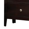 Con 26 Inch Modern 2 Drawer Nightstand, Silver Knobs, Cappuccino Brown