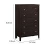 Con 48 Inch Tall 5 Drawer Dresser Chest, Silver Knobs, Cappuccino Brown