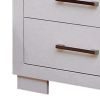 Bela 26 Inch 2 Drawer Nightstand, Felt Lined, Silver Handles, Crisp White