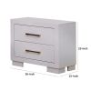 Bela 26 Inch 2 Drawer Nightstand, Felt Lined, Silver Handles, Crisp White