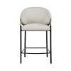 Fil 27 Inch Counter Height Stools, Set of 2, Padded Curved Back, Beige Linen