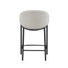 Fil 27 Inch Counter Height Stools, Set of 2, Padded Curved Back, Beige Linen