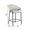 Fil 27 Inch Counter Height Stools, Set of 2, Padded Curved Back, Beige Linen