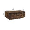 Rick 47 Inch Rustic Oak Coffee Table, Sliding Barn Door, Single Drawer
