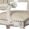 24 Inch Executive Office Armchair, Scrolled Molded Trim, Antique Pearl