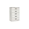 Wisp 46 Inch Tall Dresser Chest, 5 Drawers, Rustic Smooth White Finish