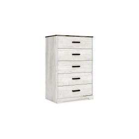 Wisp 46 Inch Tall Dresser Chest, 5 Drawers, Rustic Smooth White Finish