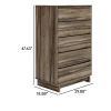 48 Inch Modern 5 Drawer Tall Dresser Chest, Rustic Weathered Brown Frame