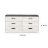 Wisp 59 Inch Wood Dresser, 6 Gliding Drawers, Rustic Crisp White Finish
