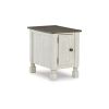 Tex 24 Inch Chairside End Table, Gray Plank Surface, USB Charger, White