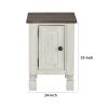 Tex 24 Inch Chairside End Table, Gray Plank Surface, USB Charger, White