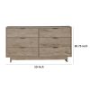 Fervor 59 Inch Dresser, 6 Drawers, Brown Wood Frame, Brushed Nickel Handles