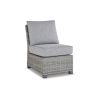 24 Inch Outdoor Accent Chair, Gray Cushions and All Weather Resin Wicker