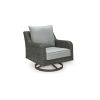 Asp 32 Inch Swivel Outdoor Lounge Chair, Aluminum Frame, Gray Upholstery