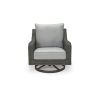 Asp 32 Inch Swivel Outdoor Lounge Chair, Aluminum Frame, Gray Upholstery