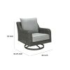 Asp 32 Inch Swivel Outdoor Lounge Chair, Aluminum Frame, Gray Upholstery
