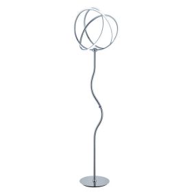 Salt 64 Inch Floor Lamp, Accent Twisted Design, LED Light, Chrome Metal