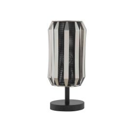 Pin 14 Inch Table Lamp, Accent Cylinder Metal Shade, Round Base, Black