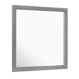 Sami 40 x 40 Dresser Mirror, Embossed Texture, Modern Style, Gray Wood