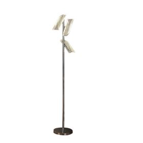 Spark 62 Inch Floor Lamp, 3 Cylindrical Glass Shades, Bright Nickel, Silver