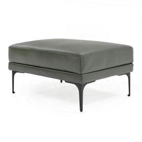 Salk 30 Inch Ottoman, Rectangular Cushioned Seat, Dark Gray Upholstery